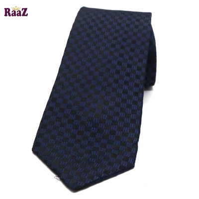 Picture of Navy Blue Black Small Square Shiny Tie For Men