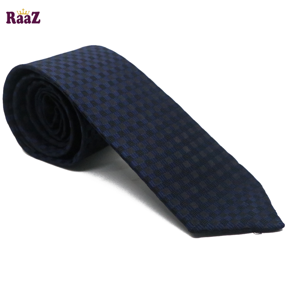 Picture of Navy Blue Black Small Square Shiny Tie For Men