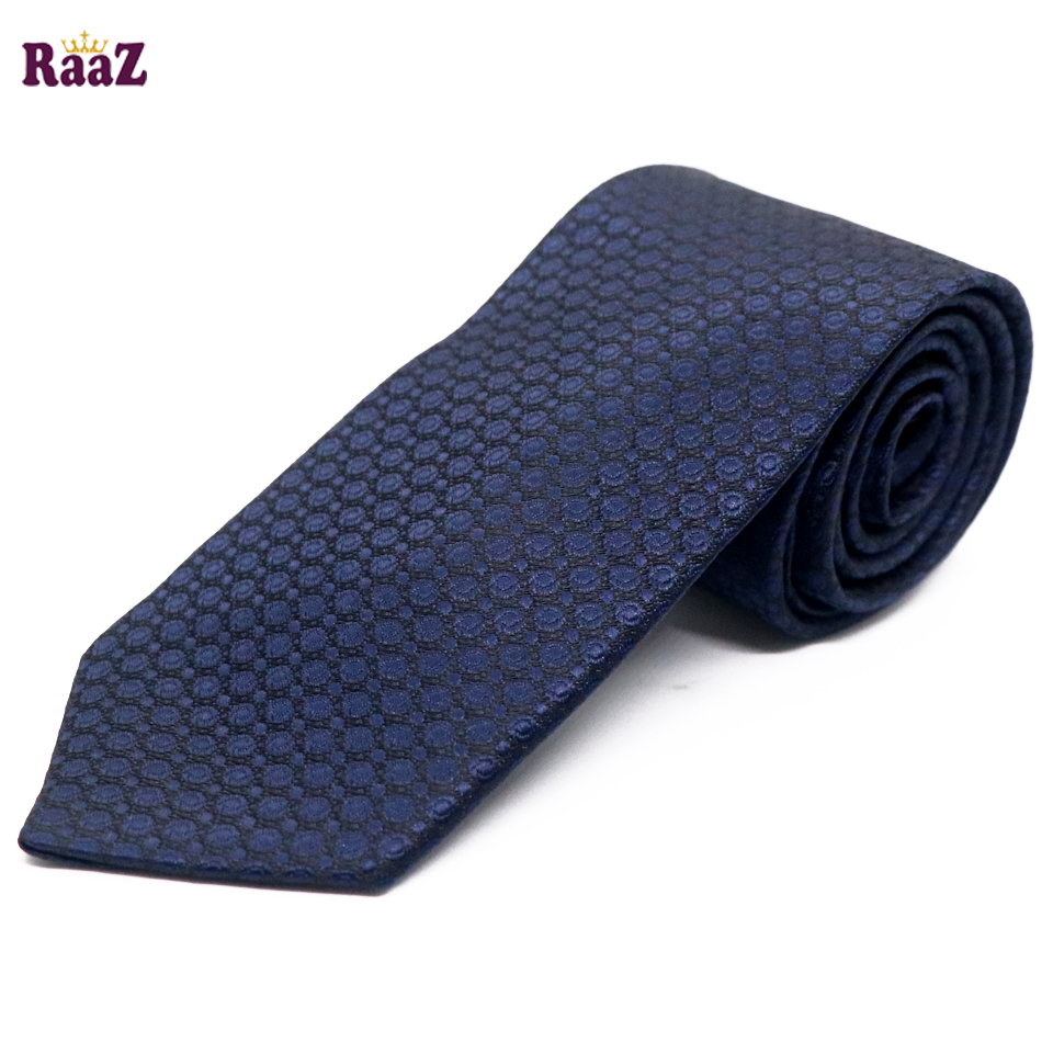 Picture of Navy Blue Black Premium Circle Design Dot Tie For Men