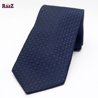 Picture of Navy Blue Black Premium Circle Design Dot Tie For Men