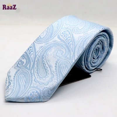Picture of Soft Blue Floral Embroidery Design Premium Necktie For Men