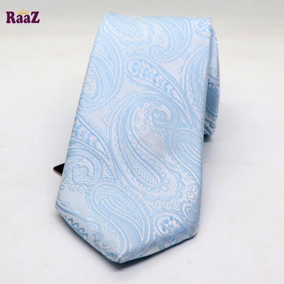 Picture of Soft Blue Floral Embroidery Design Premium Necktie For Men