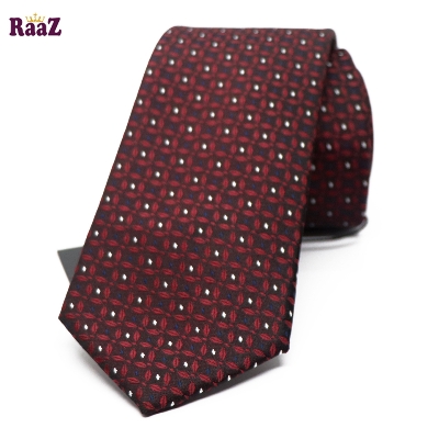 Picture of Maroon Micro Square Dot Precision Textured Tie For Men