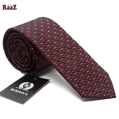 Picture of Maroon Micro Square Dot Precision Textured Tie For Men