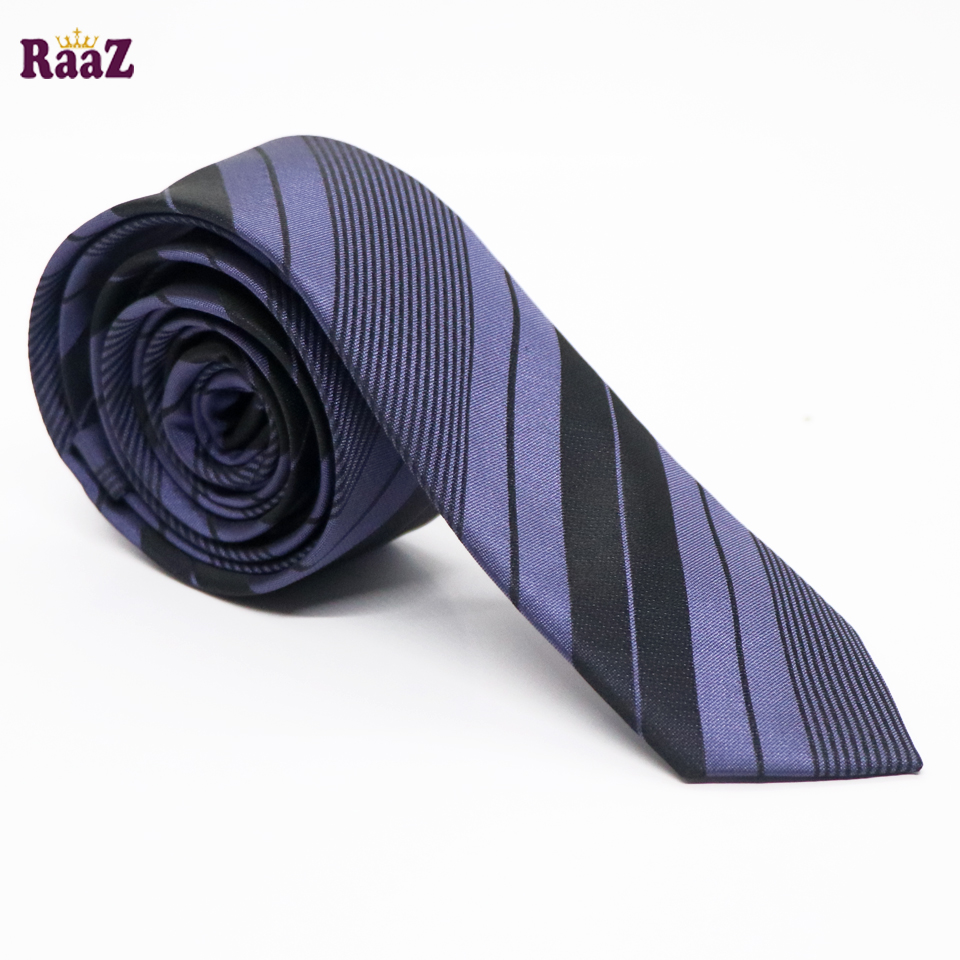 Picture of Purple Black Imperial Stitch Broad Stripe Statement Tie For Men