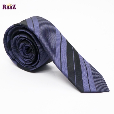 Picture of Purple Black Imperial Stitch Broad Stripe Statement Tie For Men