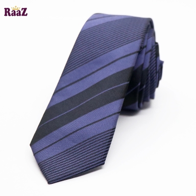 Picture of Purple Black Imperial Stitch Broad Stripe Statement Tie For Men