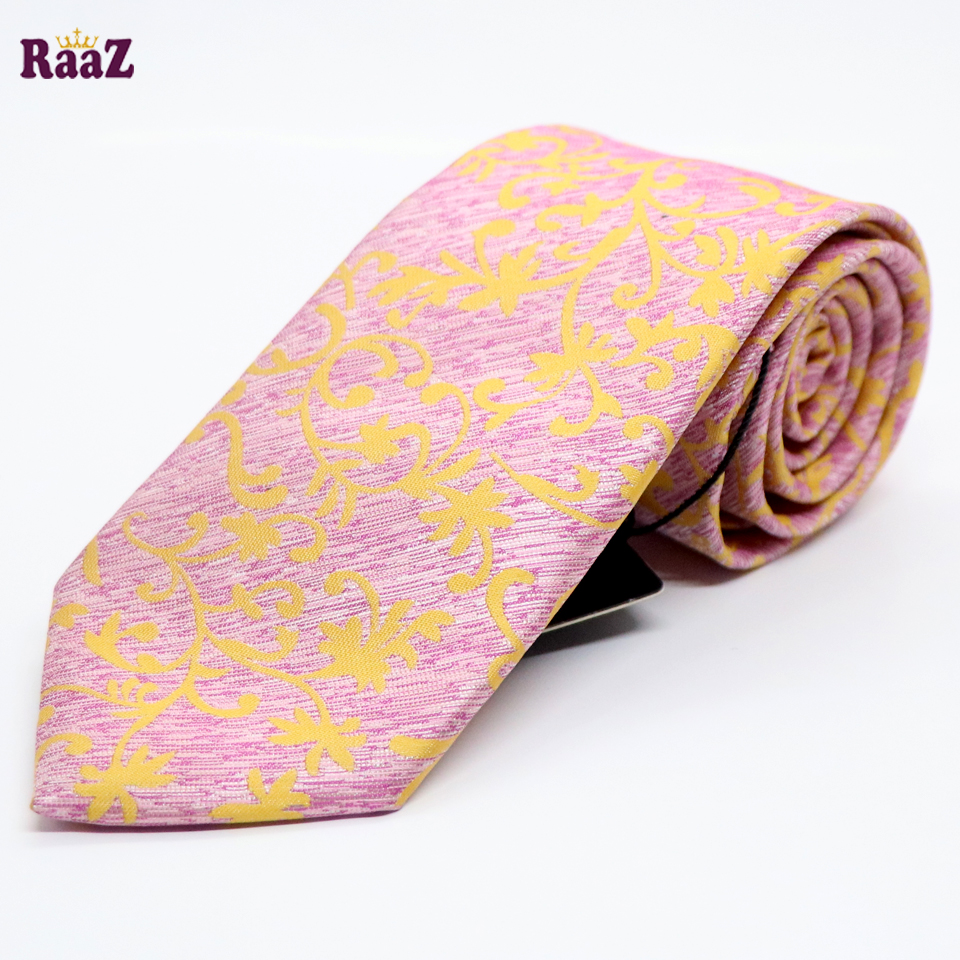 Picture of Pink Yellow Floral Design Tie For Men