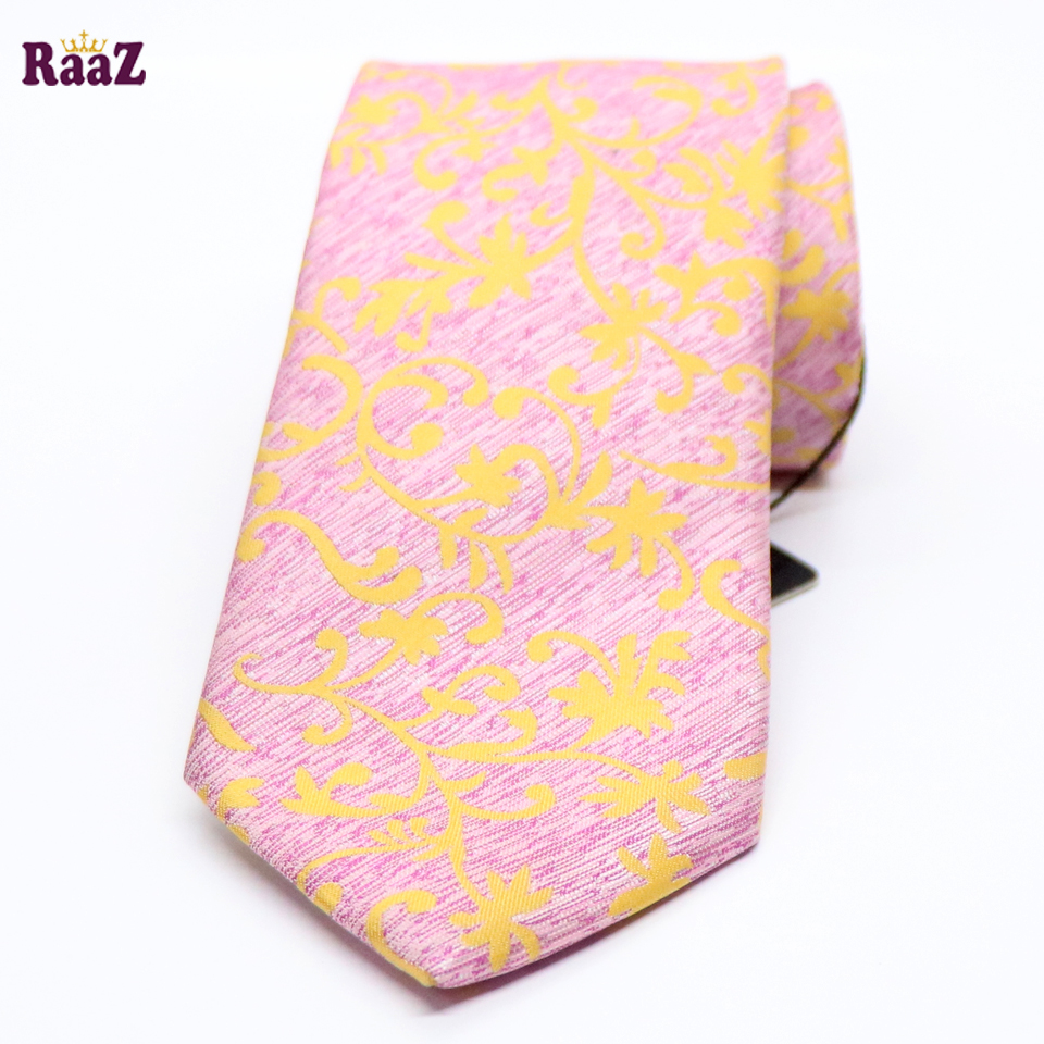 Picture of Pink Yellow Floral Design Tie For Men