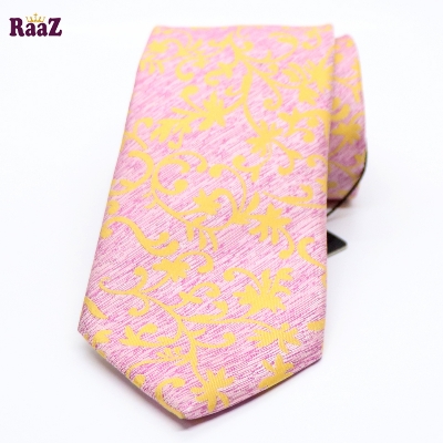 Picture of Pink Yellow Floral Design Tie For Men