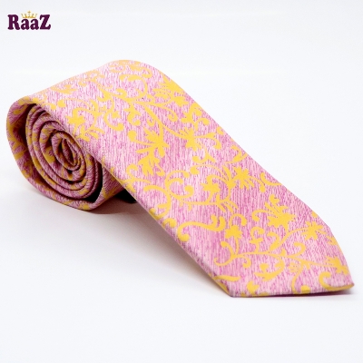 Picture of Pink Yellow Floral Design Tie For Men