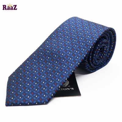 Picture of Navy Blue Micro Square Dot Precision Textured Tie For Men