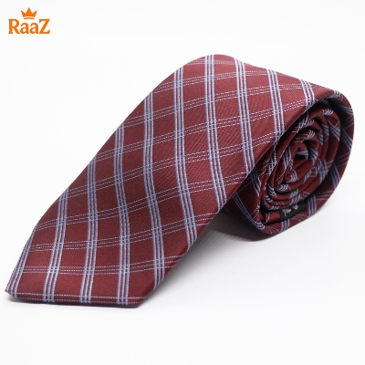 Picture of Maroon Timeless Sophistication Grid Check Formal Tie For Men