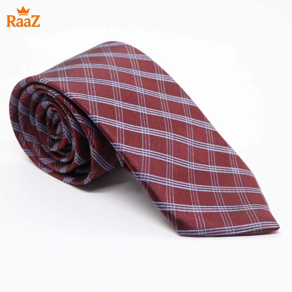 Picture of Maroon Timeless Sophistication Grid Check Formal Tie For Men
