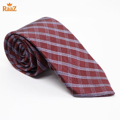 Picture of Maroon Timeless Sophistication Grid Check Formal Tie For Men