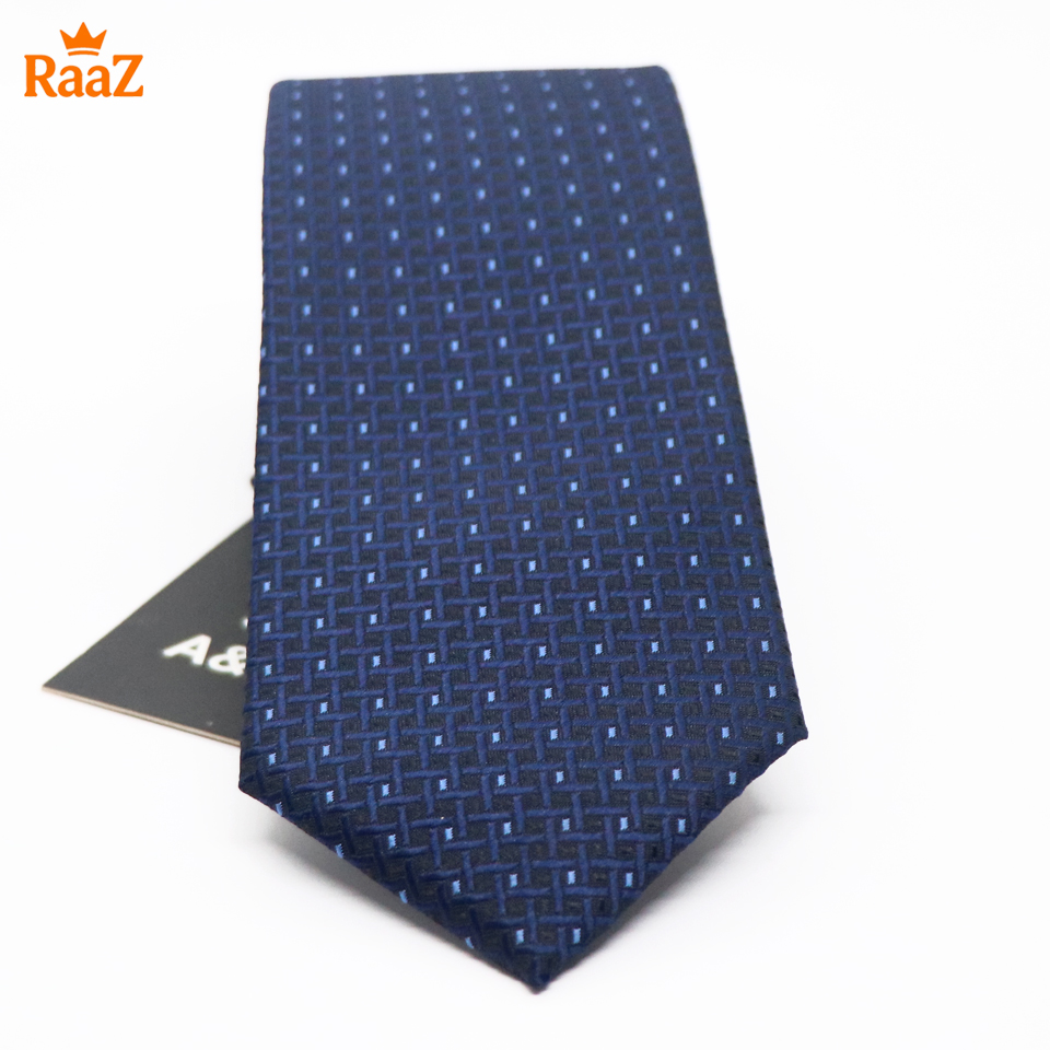 Picture of Navy Blue Micro Square Dot Precision Textured Tie For Men