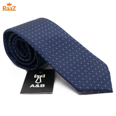Picture of Navy Blue Micro Square Dot Precision Textured Tie For Men