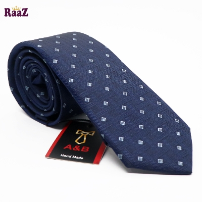Picture of Navy Blue Micro Square Dot Precision Textured Tie For Men