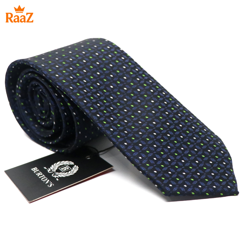 Picture of Navy Blue Micro Square Dot Precision Textured Tie For Men