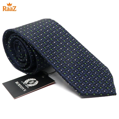 Picture of Navy Blue Micro Square Dot Precision Textured Tie For Men