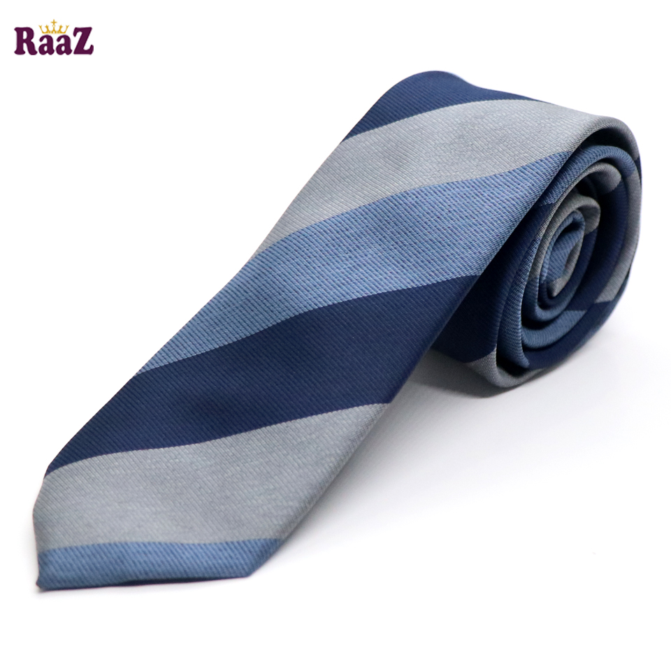 Picture of Blue Imperial Stitch Broad Stripe Statement Tie For Men