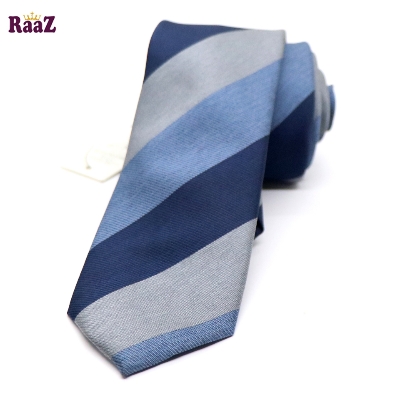 Picture of Blue Imperial Stitch Broad Stripe Statement Tie For Men