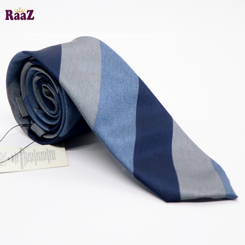 Picture of Blue Imperial Stitch Broad Stripe Statement Tie For Men