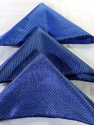 Picture of Blue Pattern 3Pc Pocket Square Set For Men