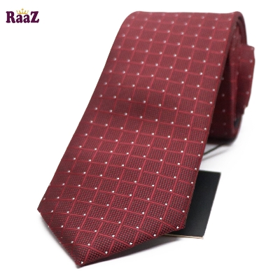 Picture of Maroon Micro Square Dot Precision Textured Tie For Men