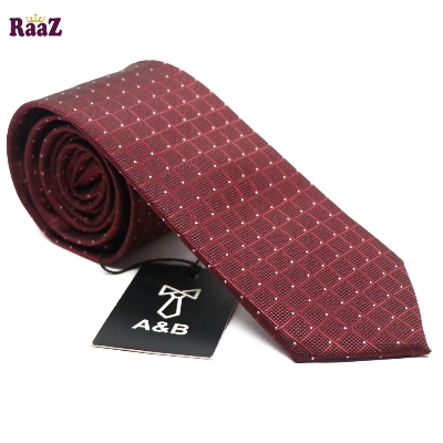 Picture of Maroon Micro Square Dot Precision Textured Tie For Men