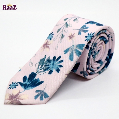 Picture of Pink Bloomed Charm Floral Embroidery Design Wedding Tie For Men