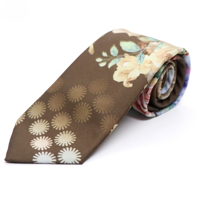 Picture of Brown Bloomed Charm Floral Embroidery Design Wedding Tie For Men