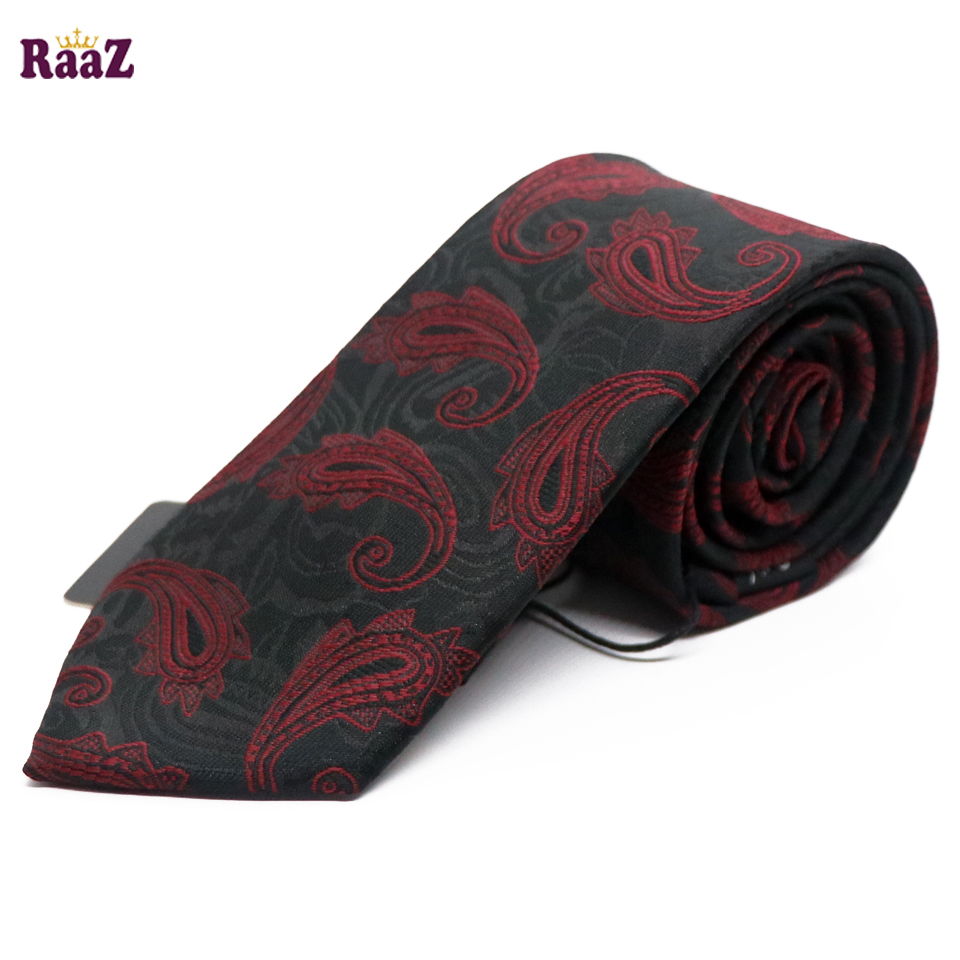 Picture of Black Maroon Bloomed Charm Floral Embroidery Design Wedding Tie For Men