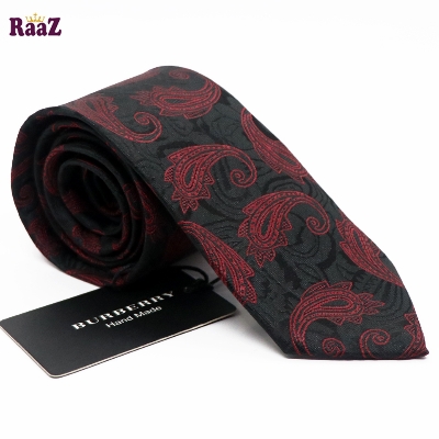 Picture of Black Maroon Bloomed Charm Floral Embroidery Design Wedding Tie For Men