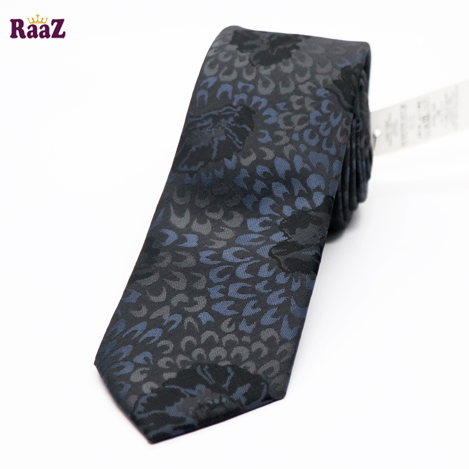 Picture of Black Bloomed Charm Floral Embroidery Design Wedding Tie For Men