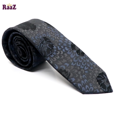 Picture of Black Bloomed Charm Floral Embroidery Design Wedding Tie For Men