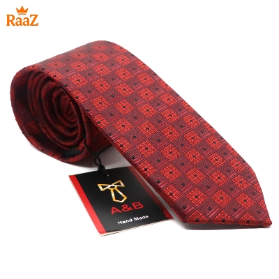 Picture of Maroon Timeless Sophistication Grid Check Formal Tie For Men