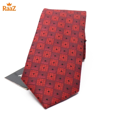 Picture of Maroon Timeless Sophistication Grid Check Formal Tie For Men
