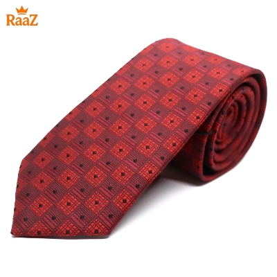 Picture of Maroon Timeless Sophistication Grid Check Formal Tie For Men