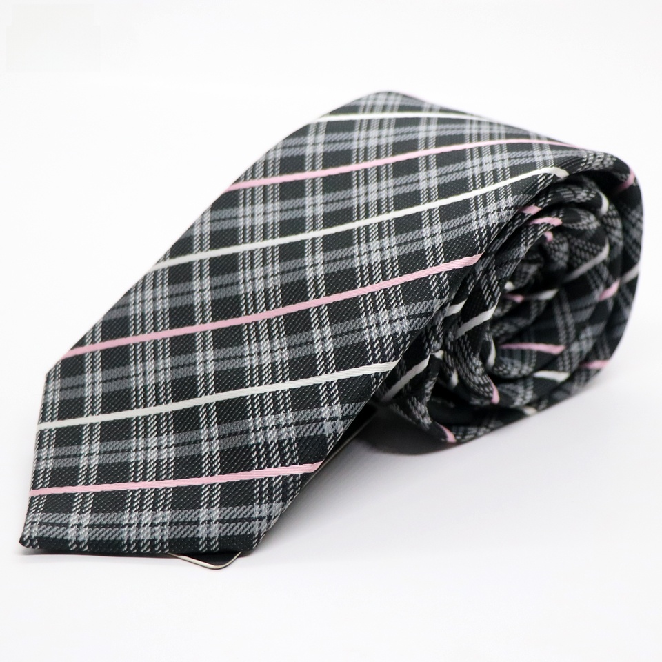 Picture of Black White Timeless Sophistication Grid Check Formal Tie For Men