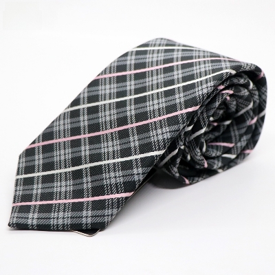 Picture of Black White Timeless Sophistication Grid Check Formal Tie For Men