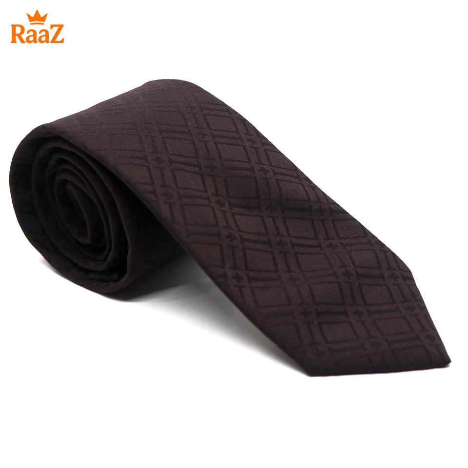 Picture of Coffee Embroidered Nobility Classic Weave Tie For Men