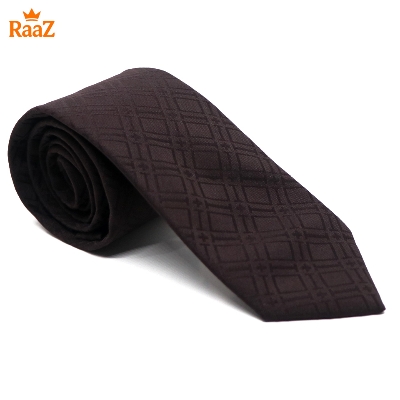 Picture of Coffee Embroidered Nobility Classic Weave Tie For Men