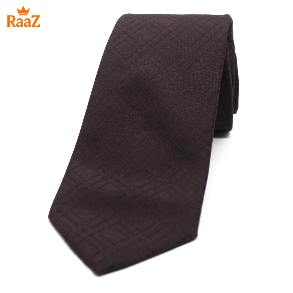 Picture of Coffee Embroidered Nobility Classic Weave Tie For Men