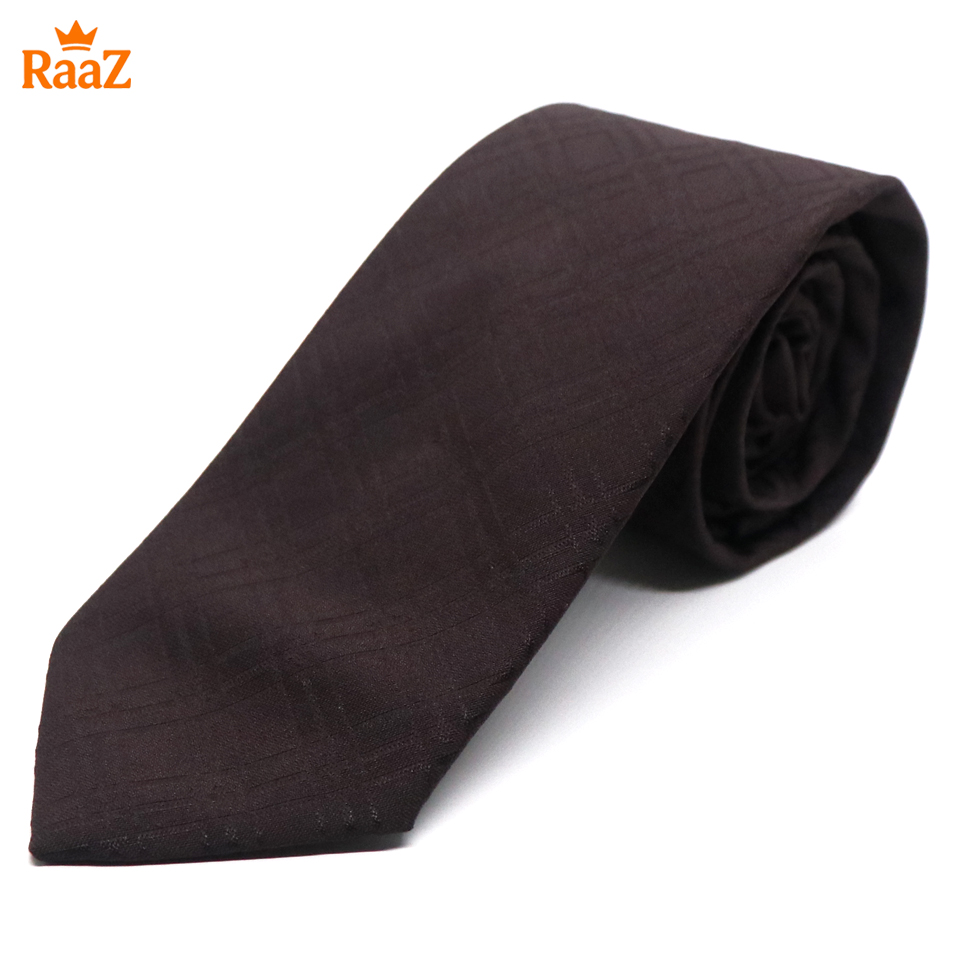 Picture of Coffee Embroidered Nobility Classic Weave Tie For Men