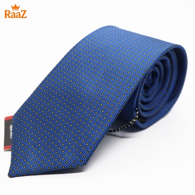 Picture of Navy Blue Yellow Dotted Legacy Premium Texture Blend Tie For Men