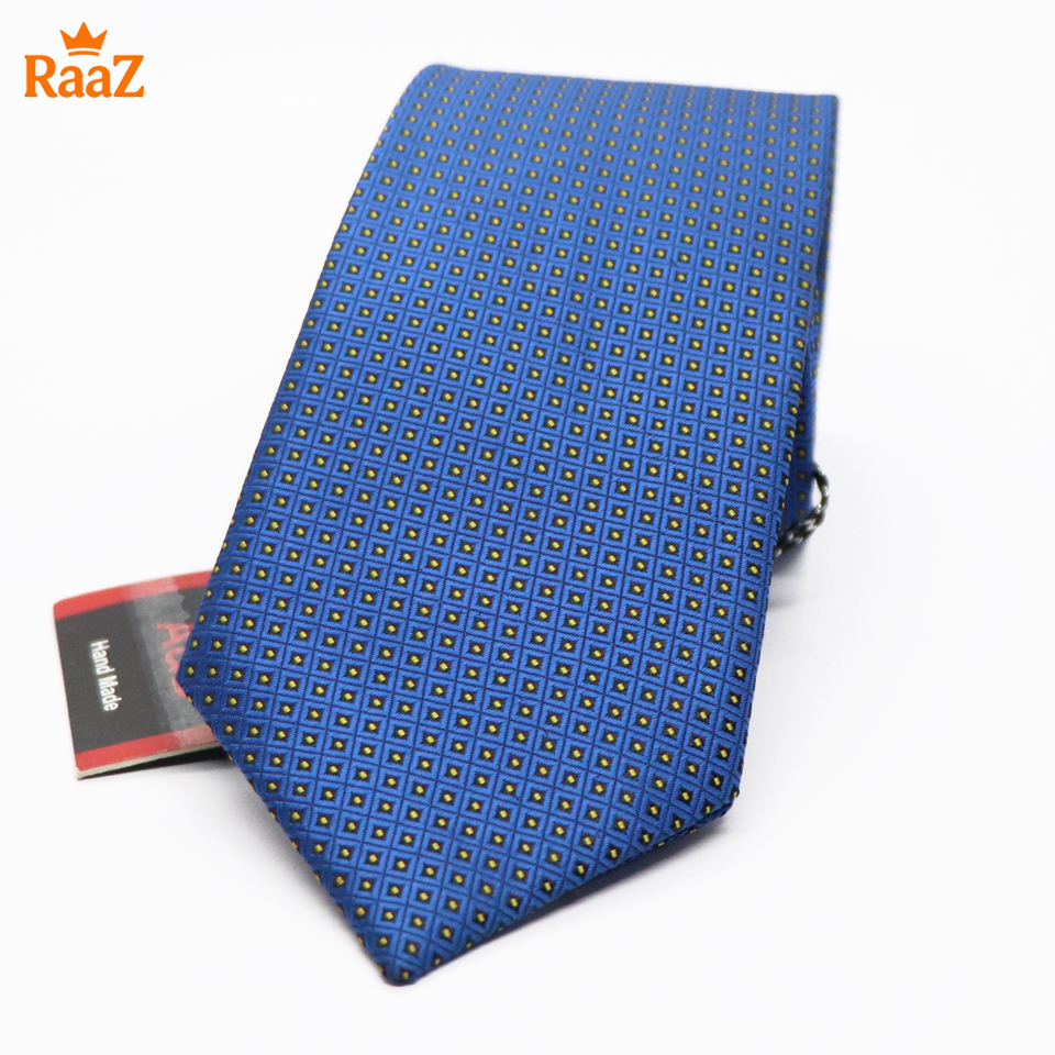 Picture of Navy Blue Yellow Dotted Legacy Premium Texture Blend Tie For Men