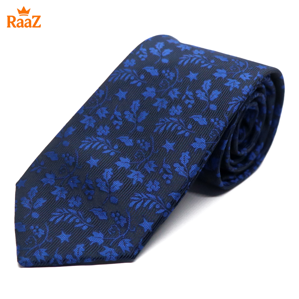 Picture of Blue Elegant Bloom Floral Impression Weave Tie For Men