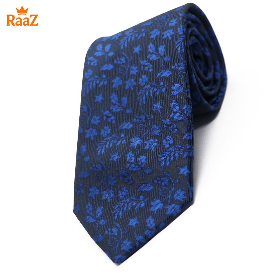 Picture of Blue Elegant Bloom Floral Impression Weave Tie For Men