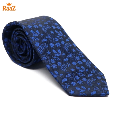 Picture of Blue Elegant Bloom Floral Impression Weave Tie For Men